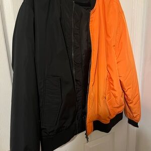 Forever 21 Dual-Tone Black and Orange Bomber Jacket